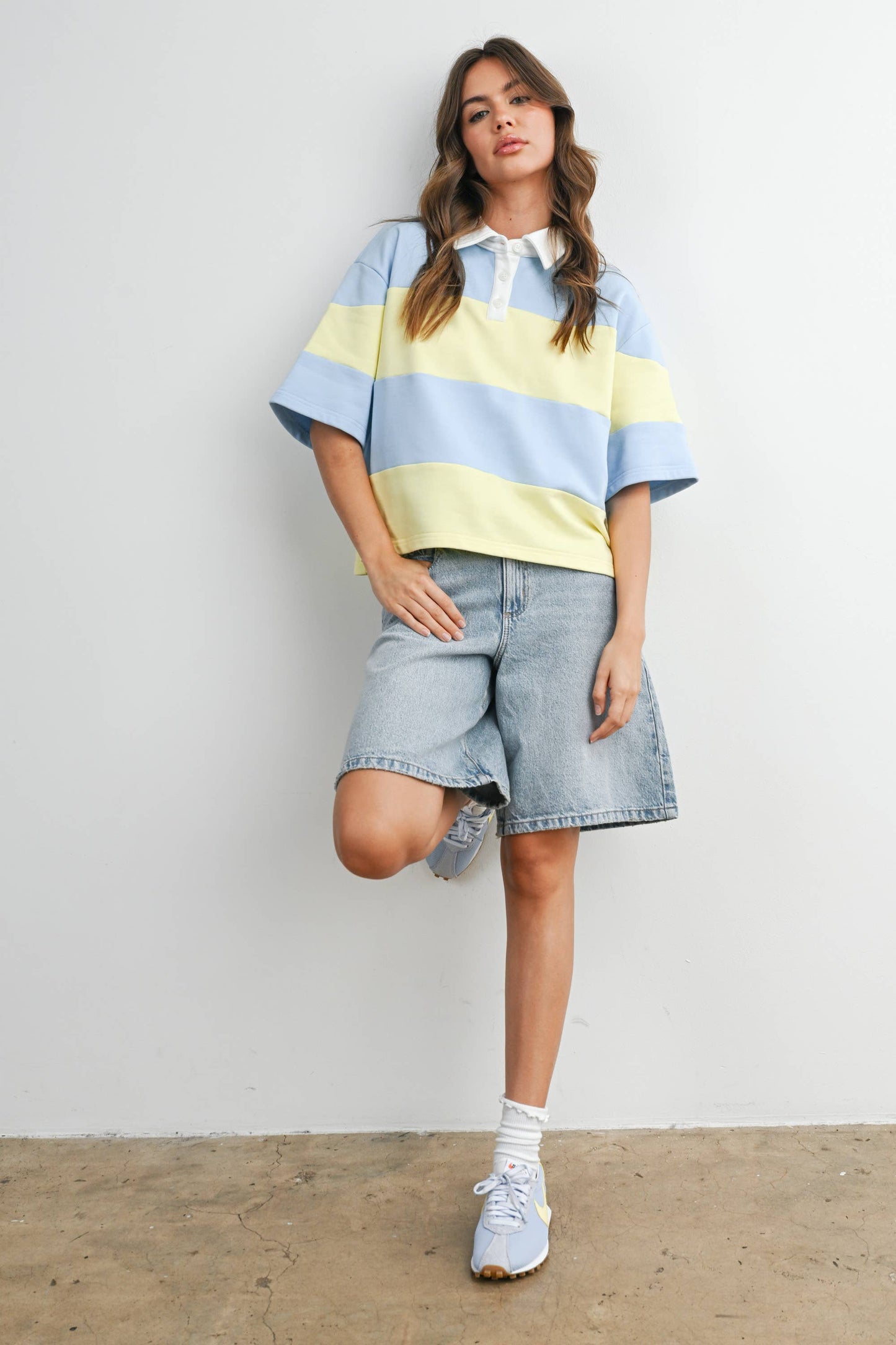 Striped Boxy Polo Shirt