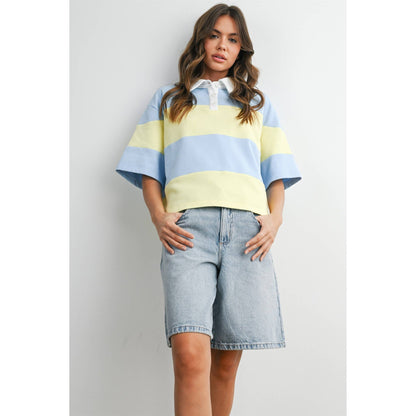Striped Boxy Polo Shirt
