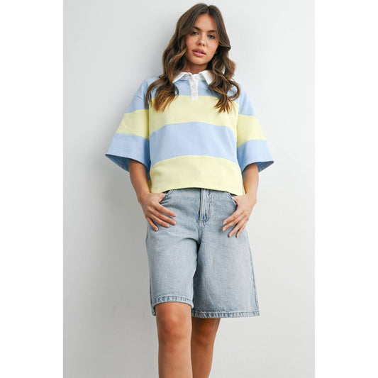 Striped Boxy Polo Shirt